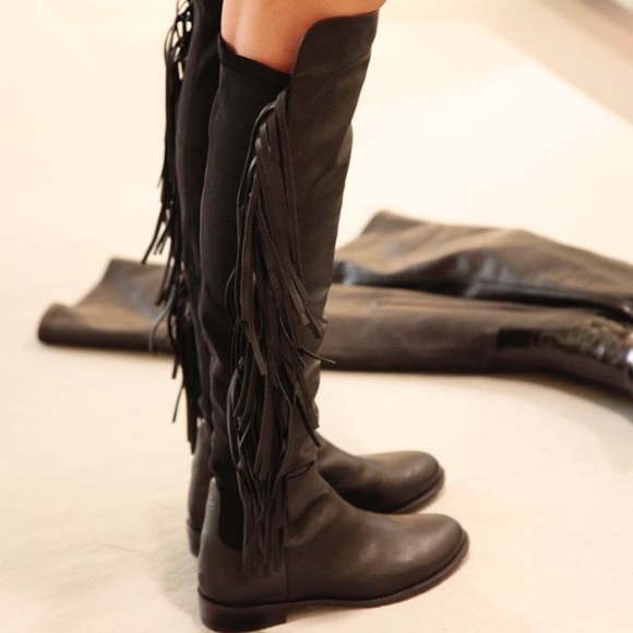 NEW Stuart Weitzman 50/50 Mane Fringe Boots